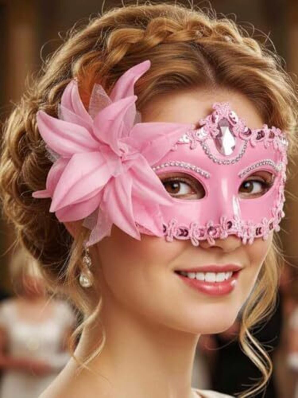 7967 Black Masquerade Mask Flower Venetian Ball Masks Lace Mardi Gras